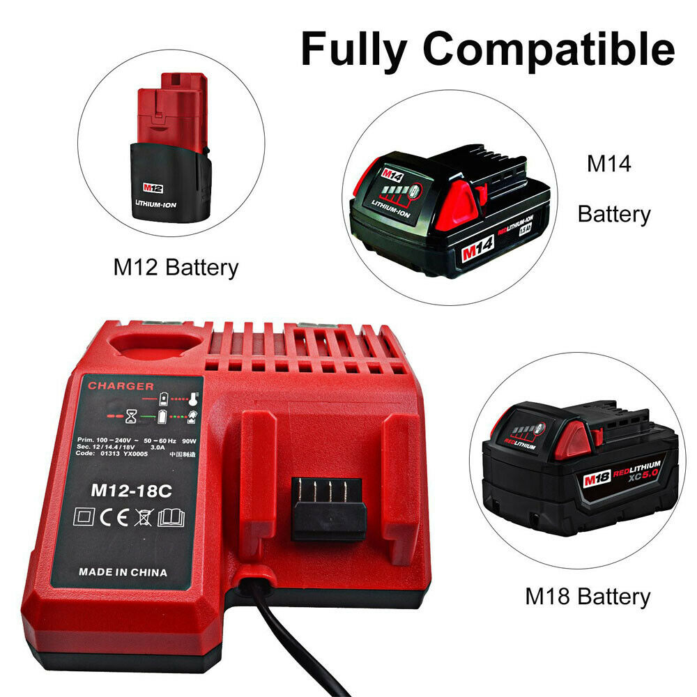 Batteria caricabatterie Milwaukee M18 M12-18C 48-59-1812 MIL-M18-CH01 18V Li-ion